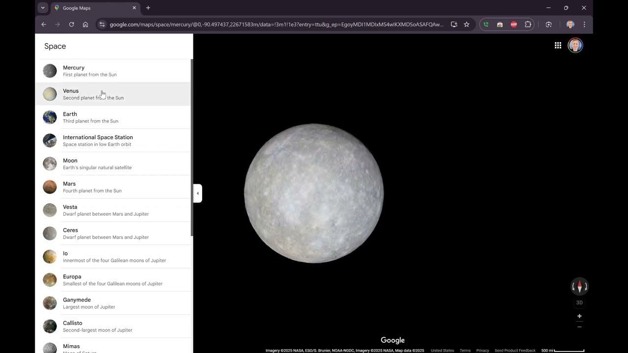Google Maps in Space