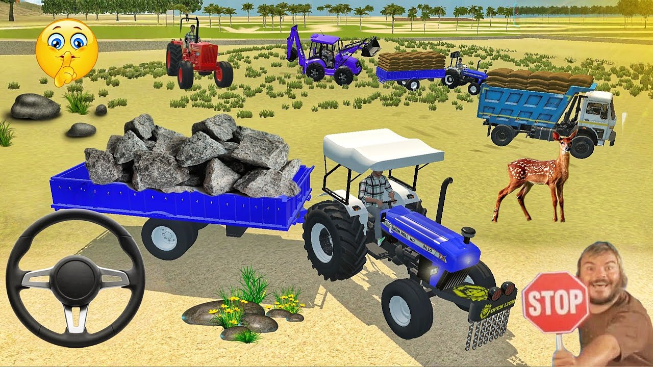🔴Drive JCB, Tractor🚜 And Dumper🚛 Uploading A Stone🪨🌋 And बुरा 🌾 And mission completed #tractor #game