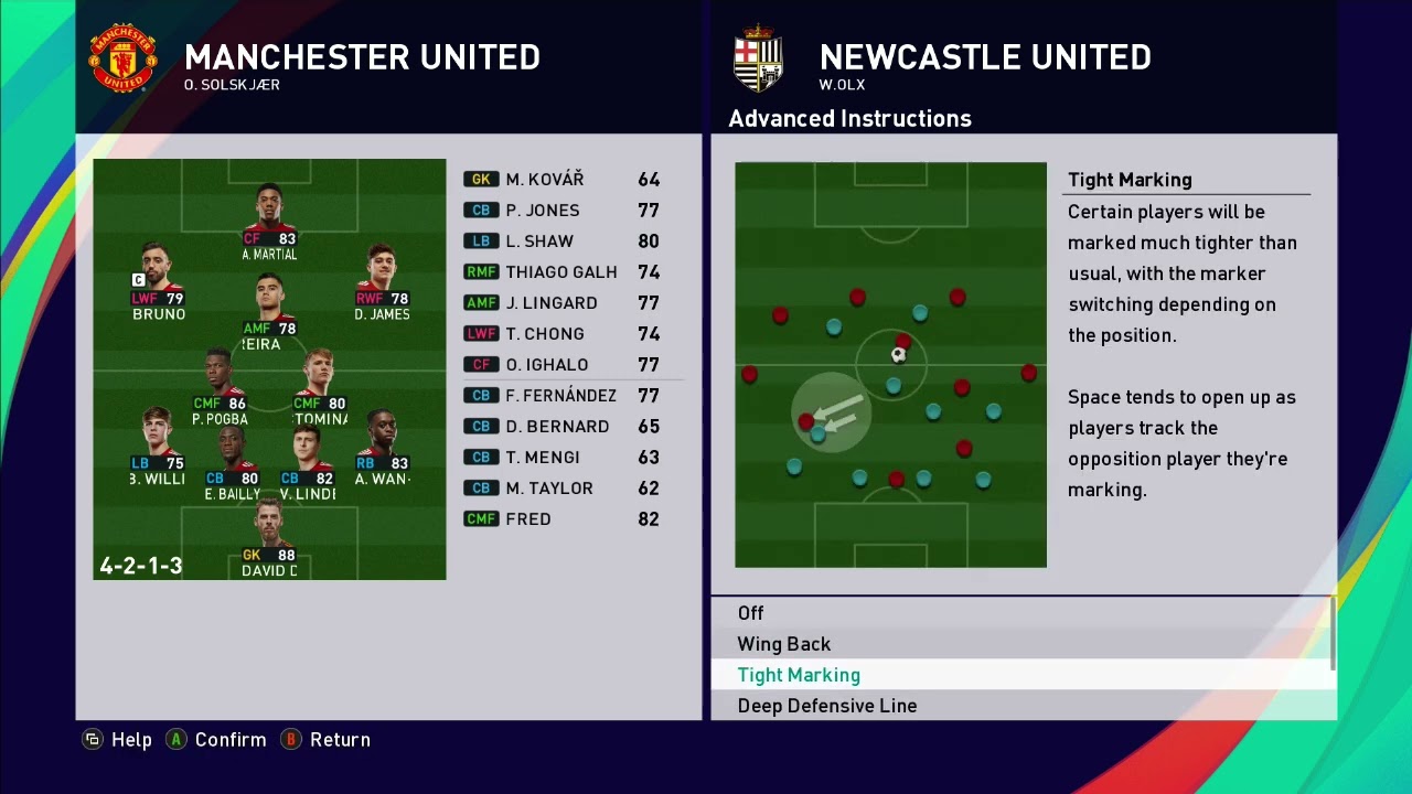eFootball 1: Tactical instructions for the game against MANCHESTER UNITED.