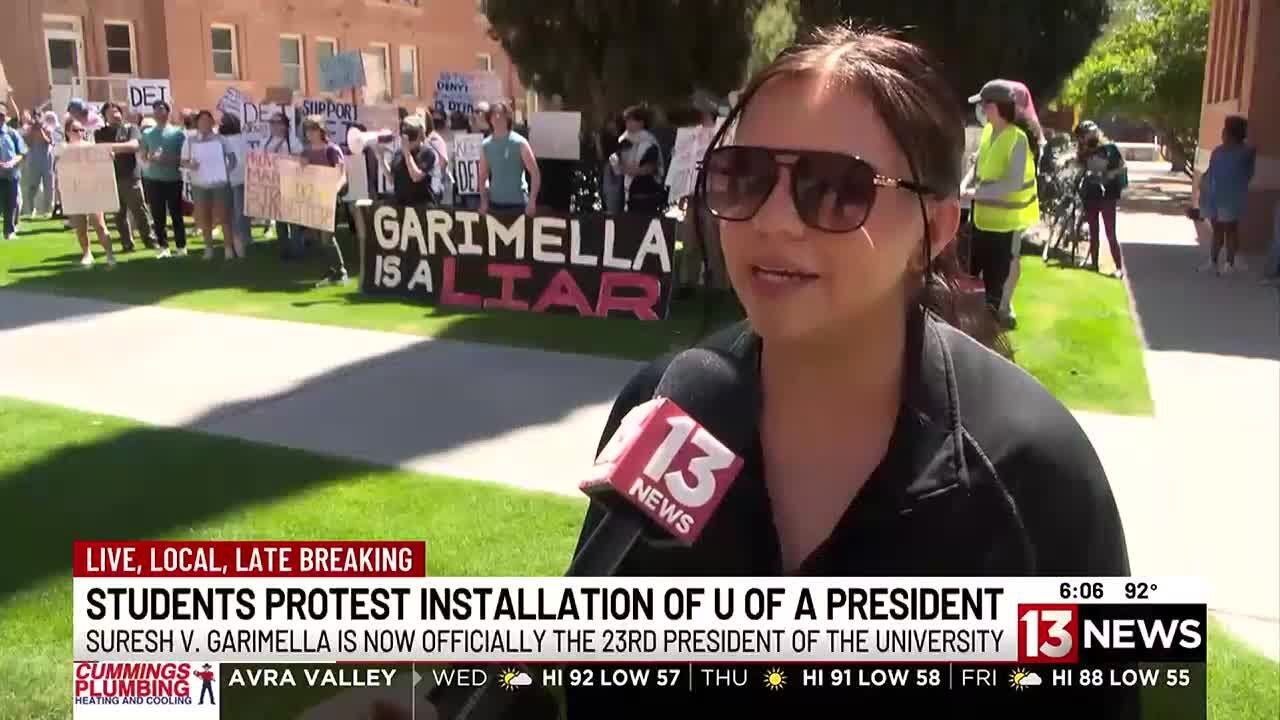 Students protest as Dr. Suresh Garimella installed as president of University of Arizona