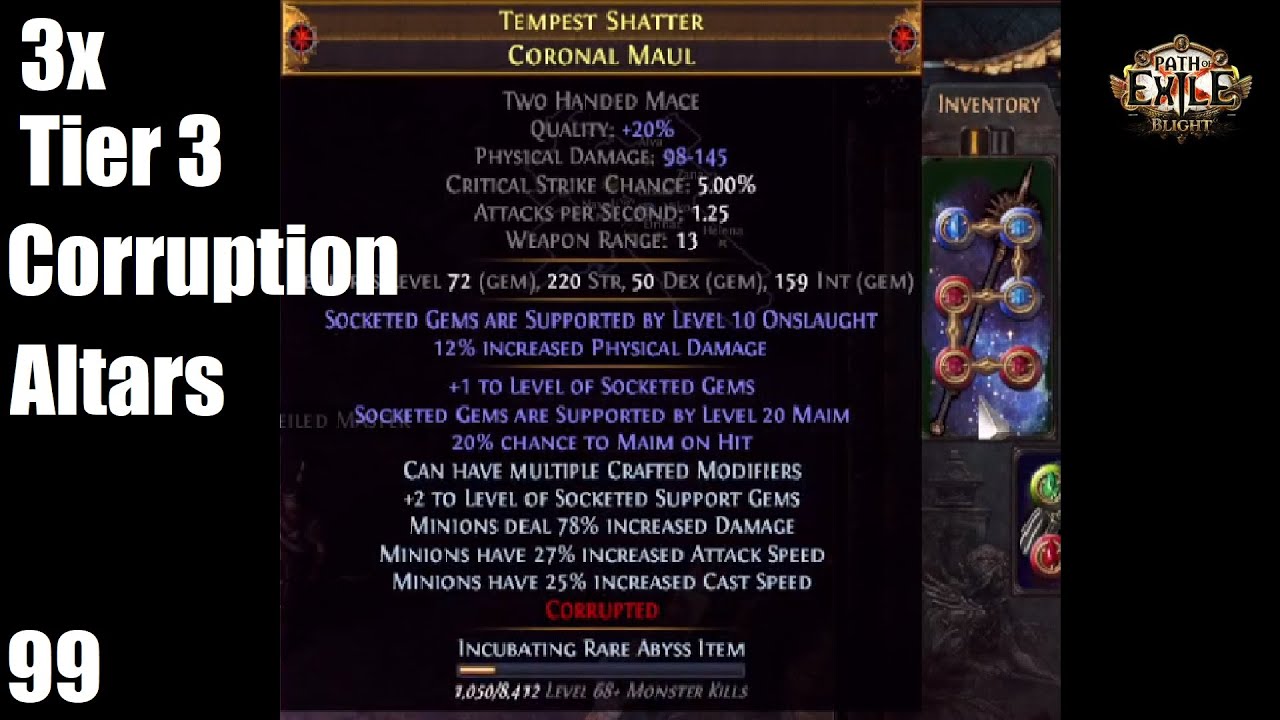 3x Self Farmed T3 Corruption Altars - 99