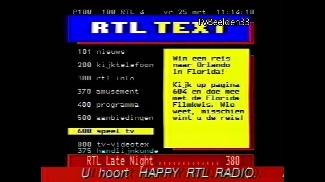 RTL4 Teletekst en Happy RTL Radio (25-03-1994)