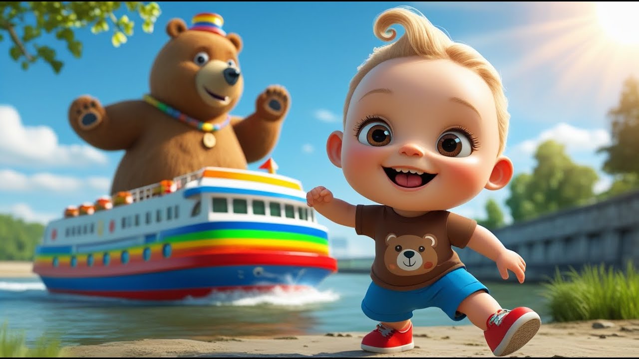 Bear Sails Ferry Boat Journey | Fun Bear Song for Kids | Playful Water Adventure Rhyme