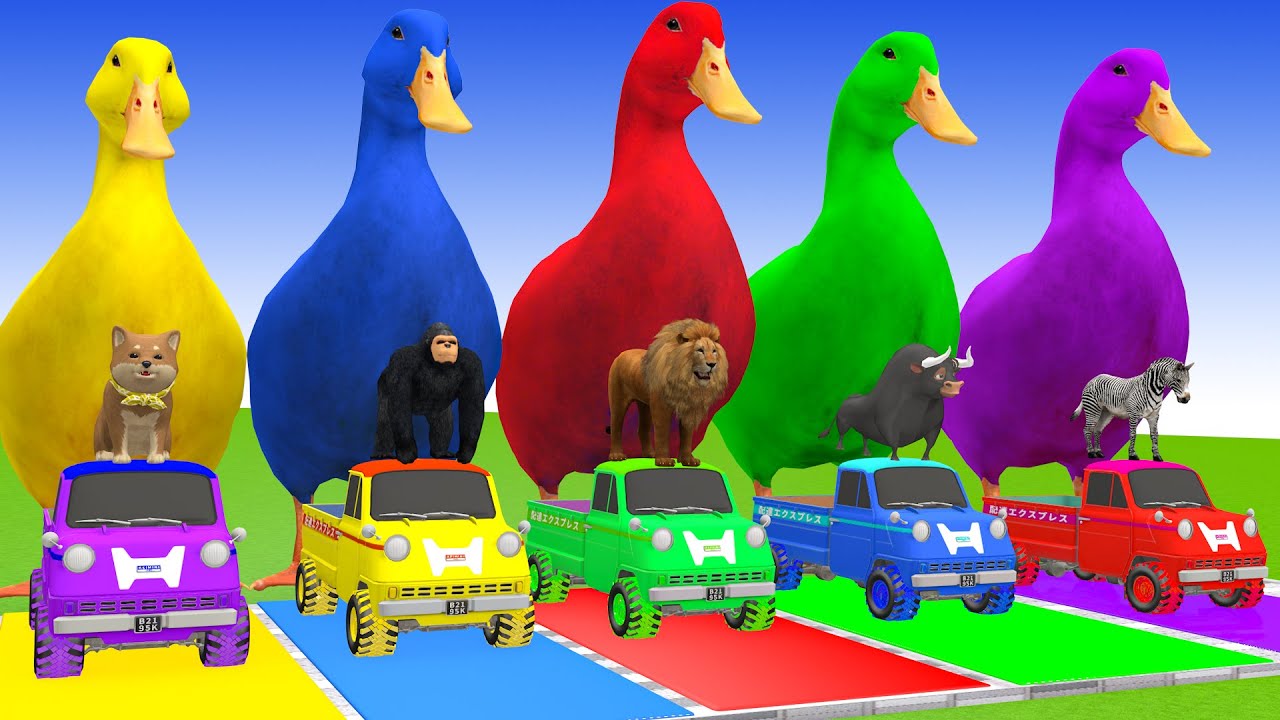 Long Slide Game With Cow Elephant Gorilla Hippopotamus Tiger 3d Animal Game Funny 3d Animals