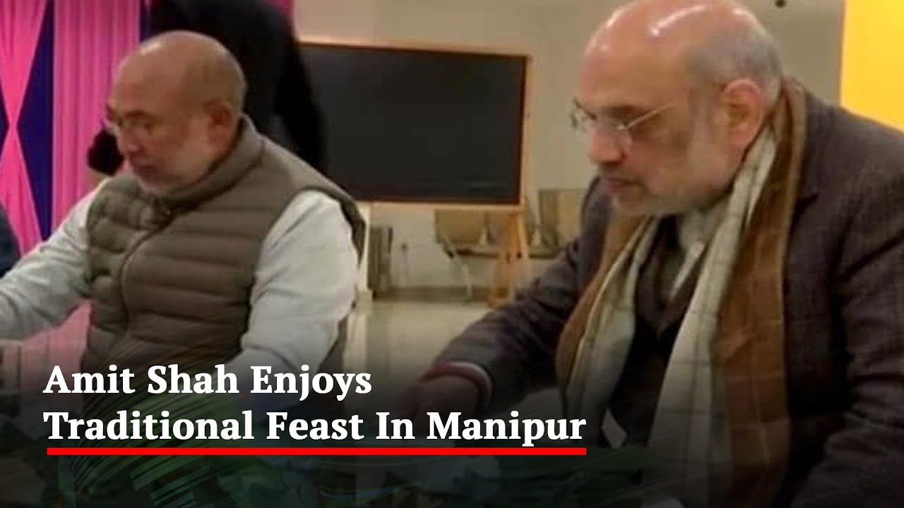 Amit Shah Enjoys Traditional Feast With Manipur Chief Minister