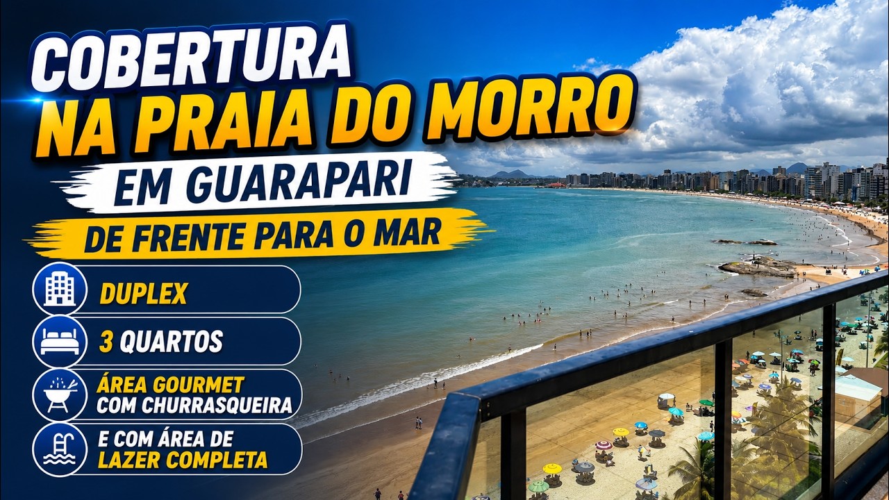 Cobertura na Praia do Morro em Guarapari de frente para o mar duplex e com área de lazer completa