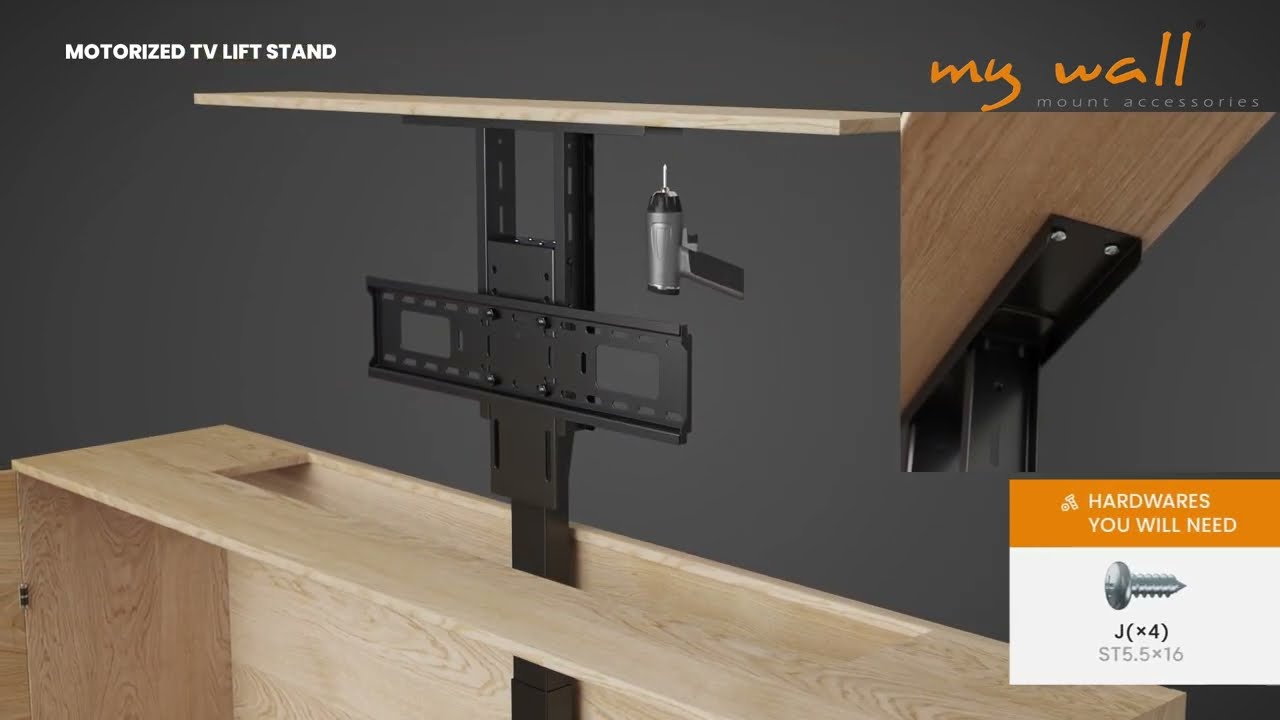 HP 63-2 AL my wall - Elektrischer TV Lift mit Sprachsteuerung, Zum Einbau in Möbel