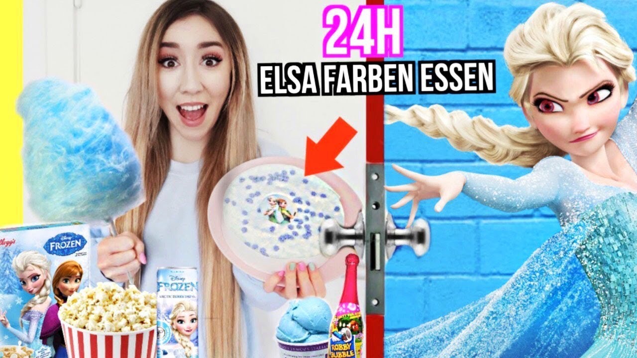 ELSA aus FROZEN 2 ist in meinem HAUS (24 STUNDEN nur die FARBE von ELSA essen CHALLENGE)