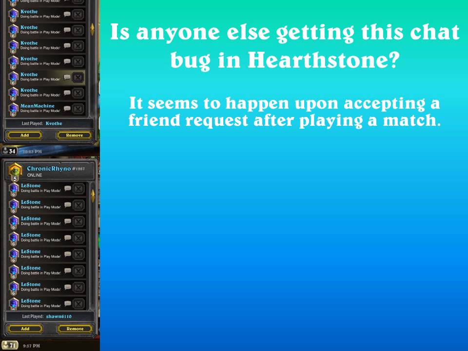 Hearthstone Chat/Friend List Bug