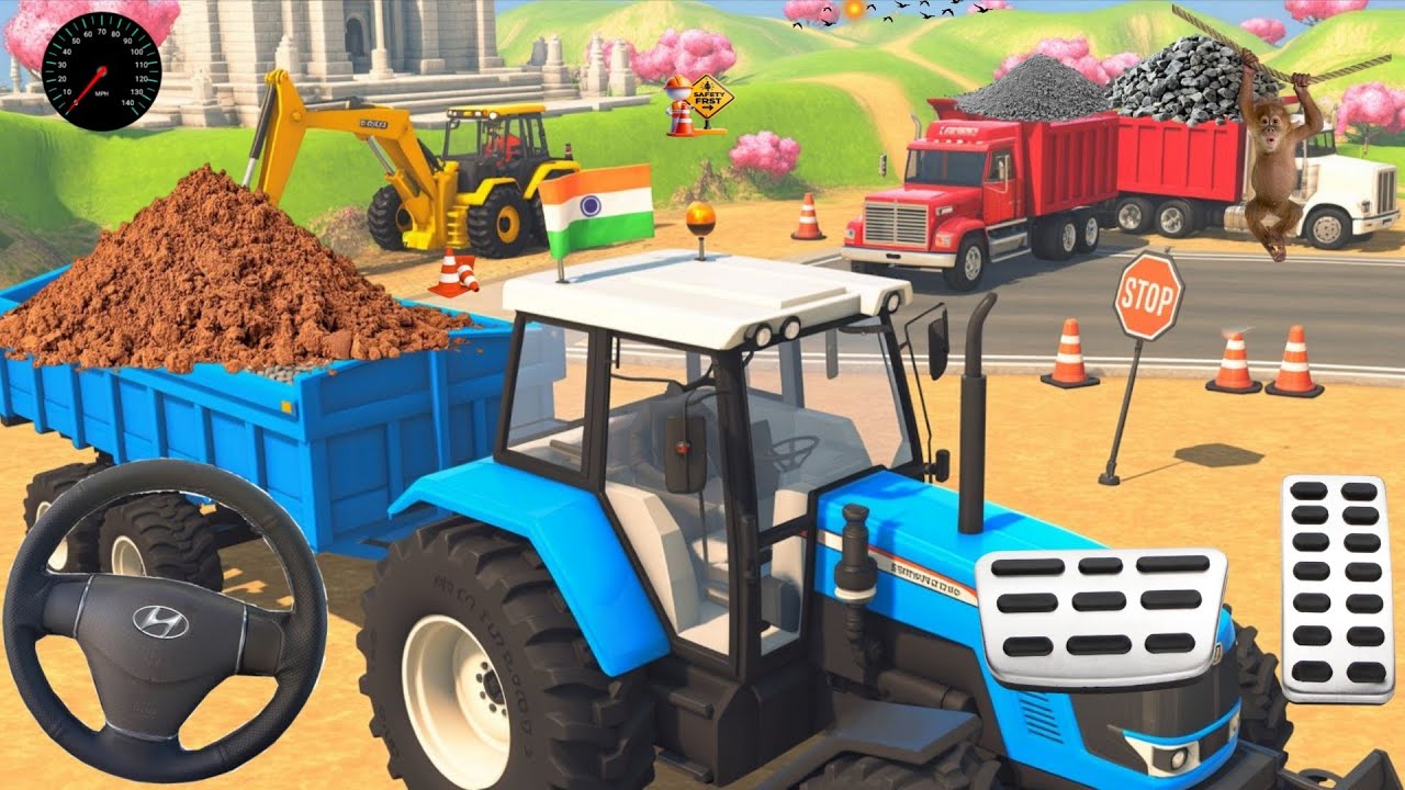 Drive JCB and Uploading Stone🪨🚜 From Dumper Truck in Game #truck​ #jcb​ #tractor​ #dumper​ #games​ 