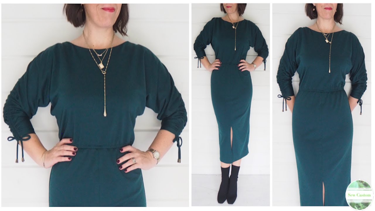#sewingtutorial How I Sewed my Basic Winter Dress with Dolman Sleeve & Tie Detail