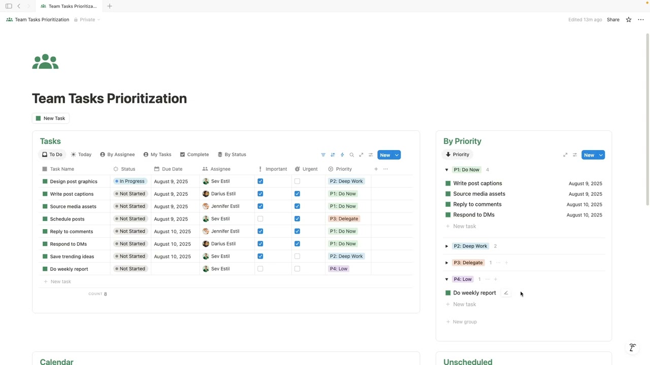 Team Tasks Prioritization Notion Template Walkthrough