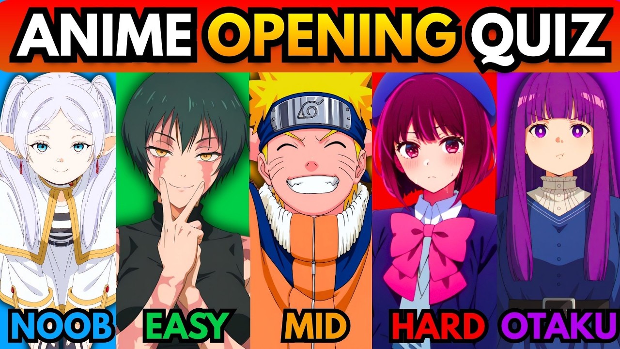 ANIME OPENING QUIZ🔥 - 100 Openings [VERY EASY - VERY HARD]