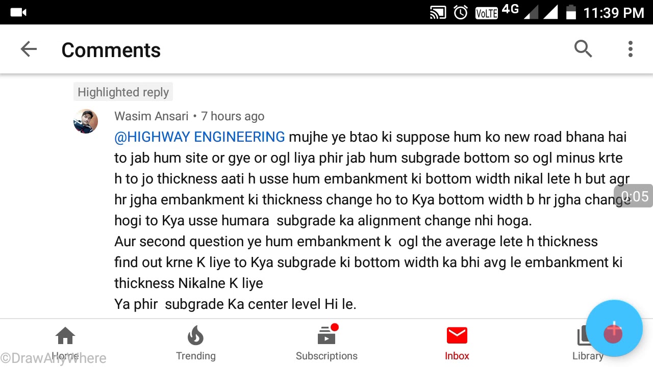 Embankment and Subgrade width and thickness | comment box