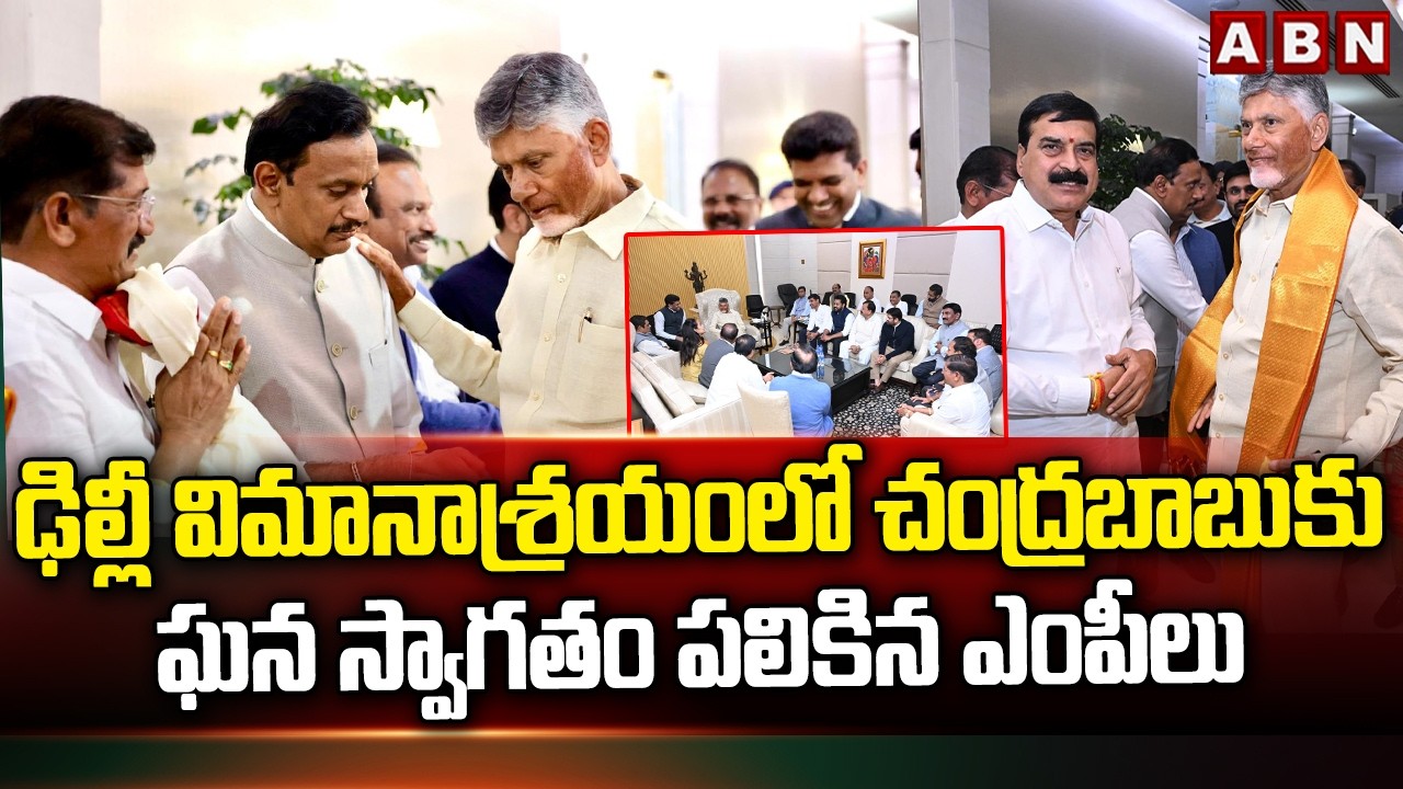 ఢిల్లీ విమానాశ్రయంలో చంద్రబాబుకు ఘన స్వాగతం పలికిన ఎంపీలు | Grand Welcome To CM Chandrababu | ABN