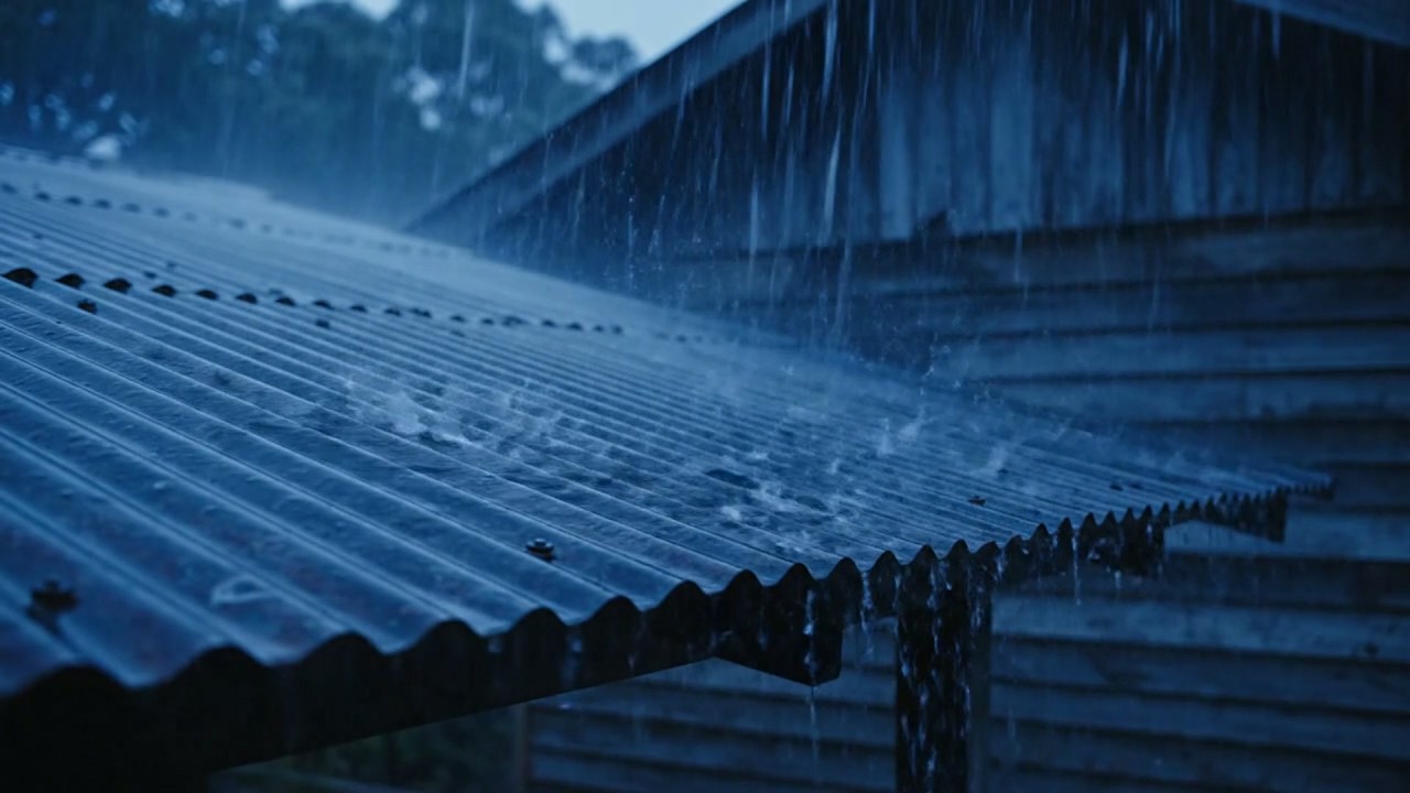 Sleep Instantly with Heavy Rain & Furious Thunder Sounds on Tin Roof of Old House in Forest at Night