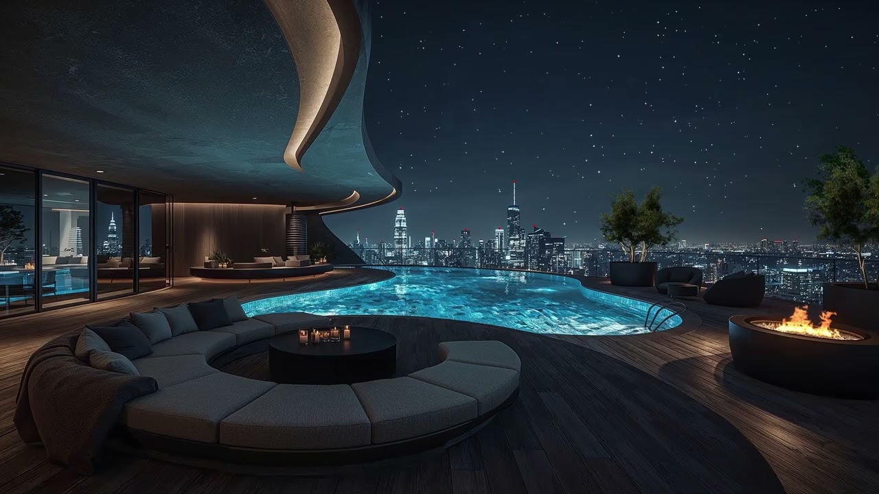 Rooftop Poolside Lounge Music | Deep Chill x Slow Jazz Under the Stars 
