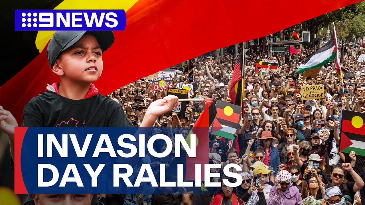 Thousands of protesters gather for Invasion Day rallies | 9 News Australia