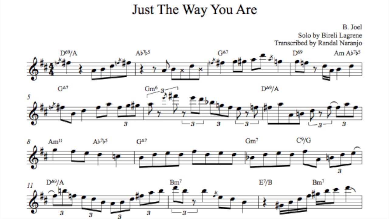 Bireli Lagrene Transcription. Just The Way You Are Solo
