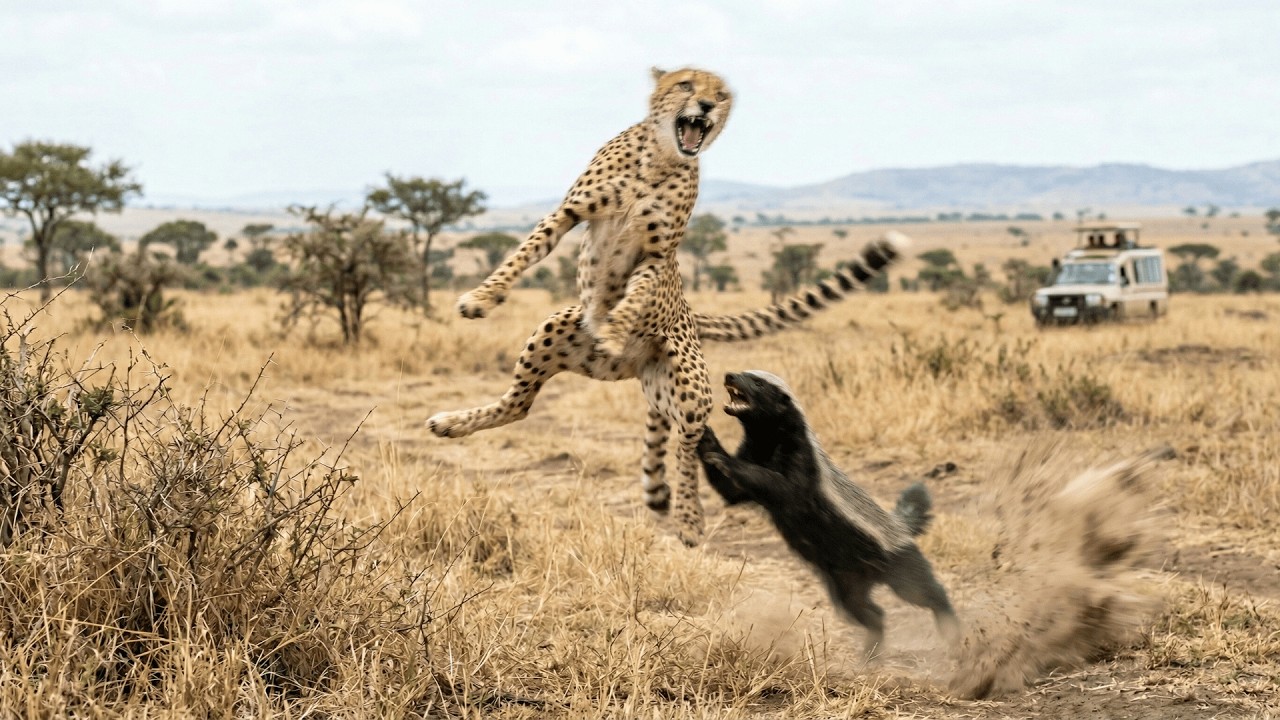 Honey Badger Turns The Cheetah Into A Panicking Rookie