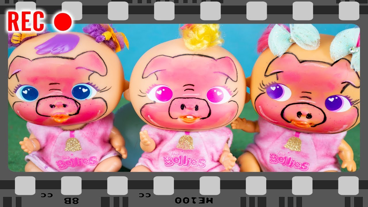 😂Los Bebés Bellies hacen la función escolar en la fiesta de la escuela 🎉 Cuento de LOS 3 🐷🐷🐷