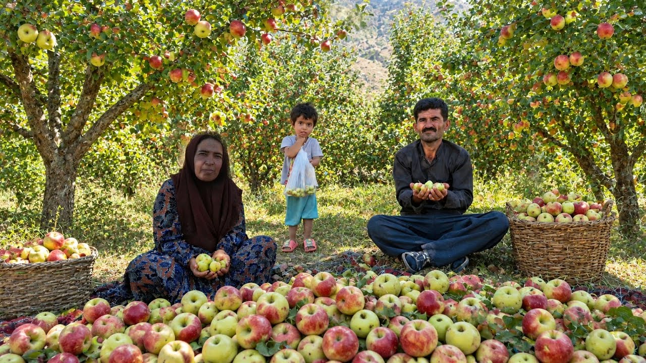  🍎Apple Harvesting & Daily Life in the Nomadic Mountains ⛰️ | A Simple Rural Life