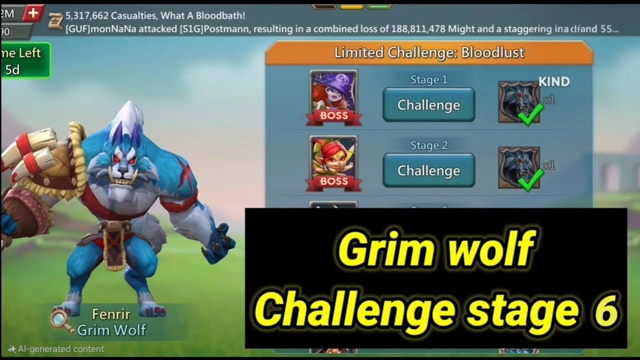 Lords Mobile - Grim Wolf challenge stage 6 Auto l Fenrir Challenge Stage 6