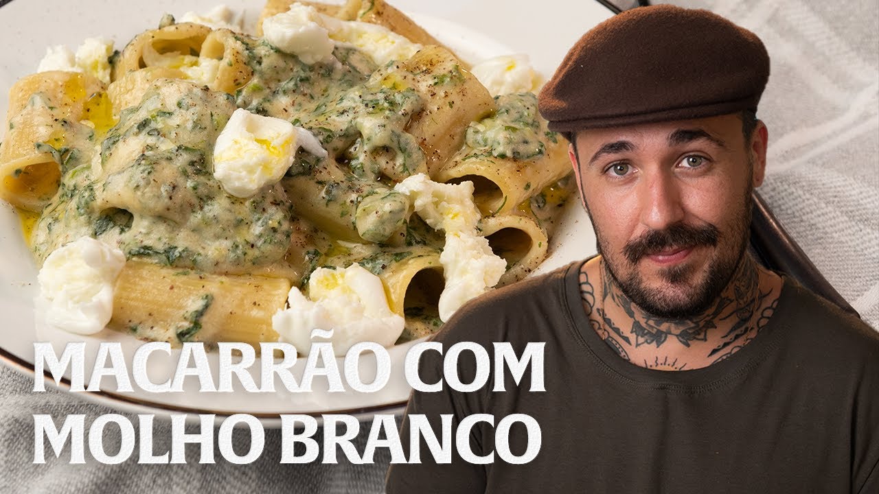 MACARRÃO COM MOLHO DE QUEIJO E ESPINAFRE