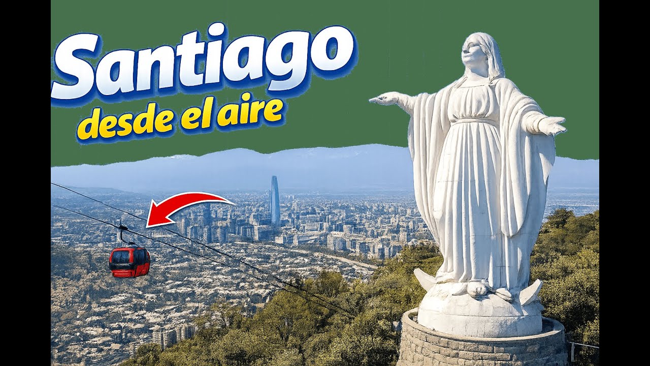 Cerro San Cristóbal desde el aire 🚁 | Teleférico y la Virgen | Santiago 🇨🇱