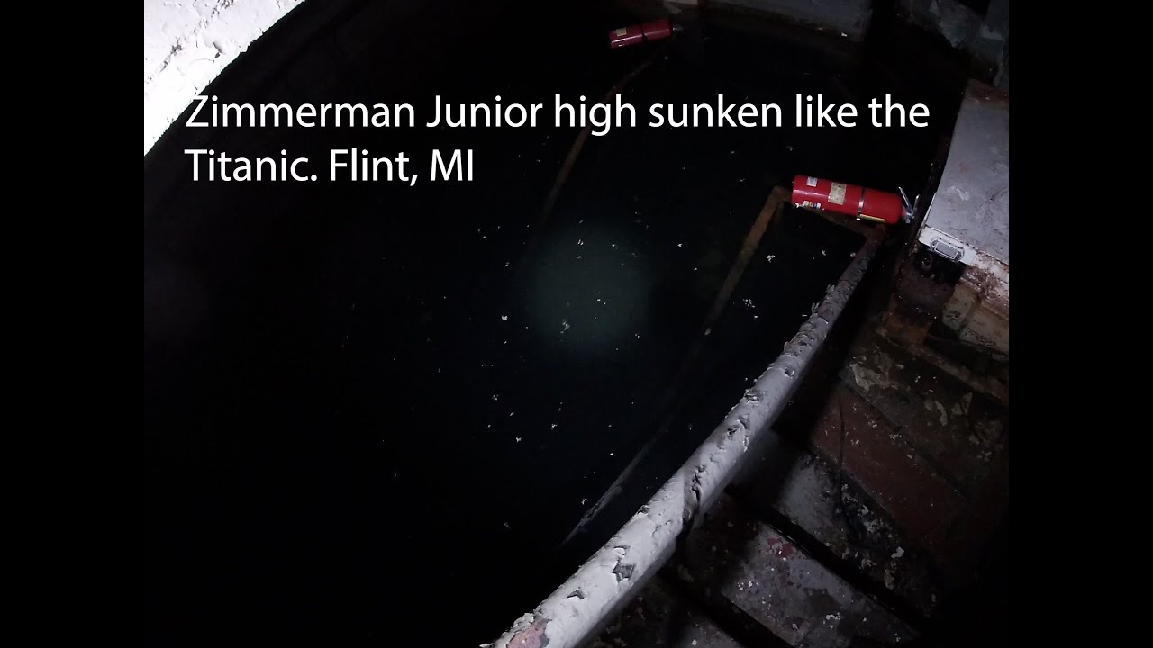 Abandoned Sunken Zimmerman Junior High. Flint, MI