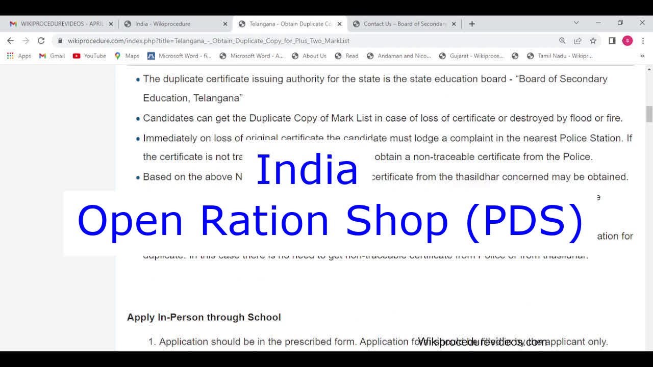 India - Apply for Opening Fair Price Shop (Ration Shop, PDS, Public Distribution System) License