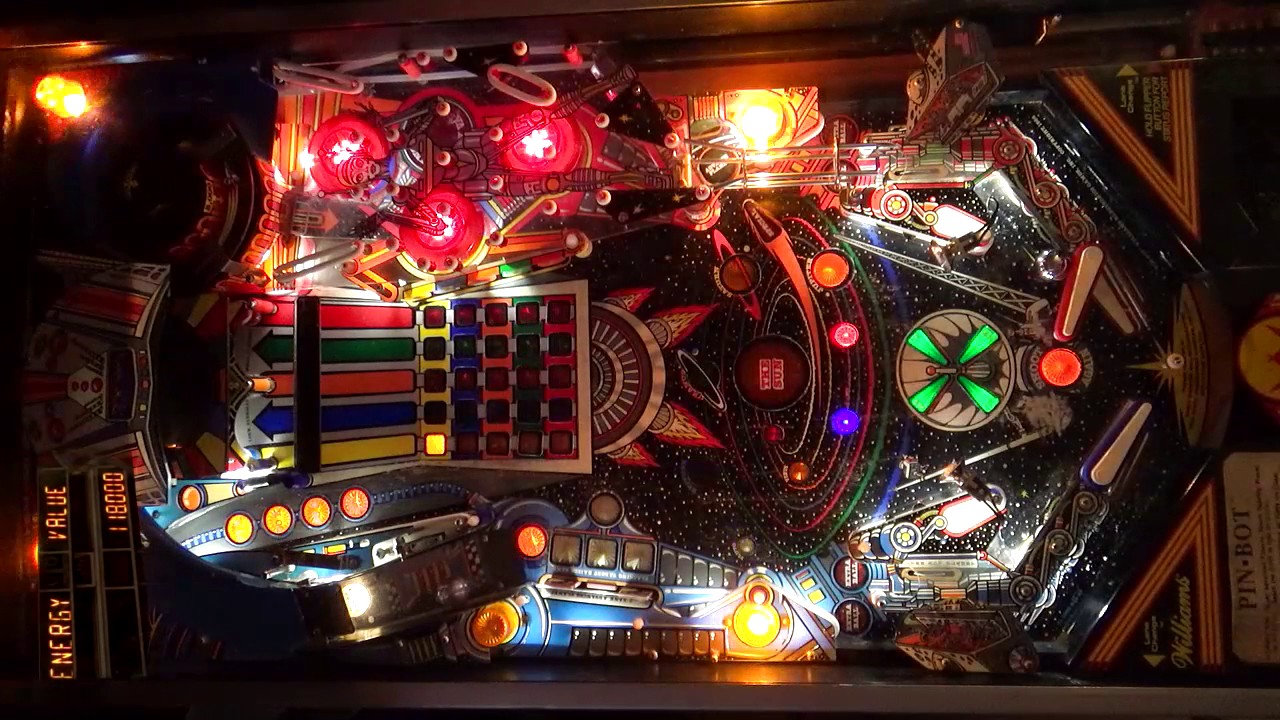 Pin-Bot pinball machine gameplay (Williams, 1986) - full screen/rotated