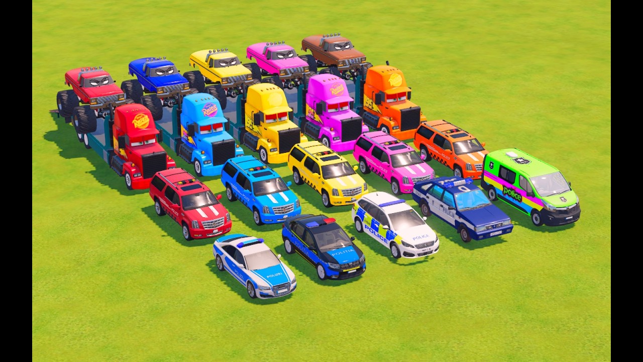 TRANSPORTING ALL POLICE CARS, RESCUE VEHICLES, EXCAVATOR, BACKHOE LOADER TO GARAGE - FS22 - #11