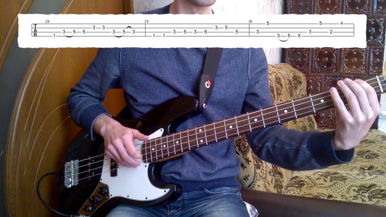 How to play bass line /Mezzoforte - E.G.Blues/ + tabs. Basic parts.
