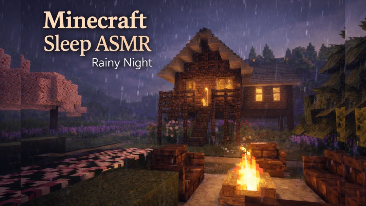 Minecraft ASMR for Sleep 🌙 Rain, Walking & Calm Building (No Commentary)