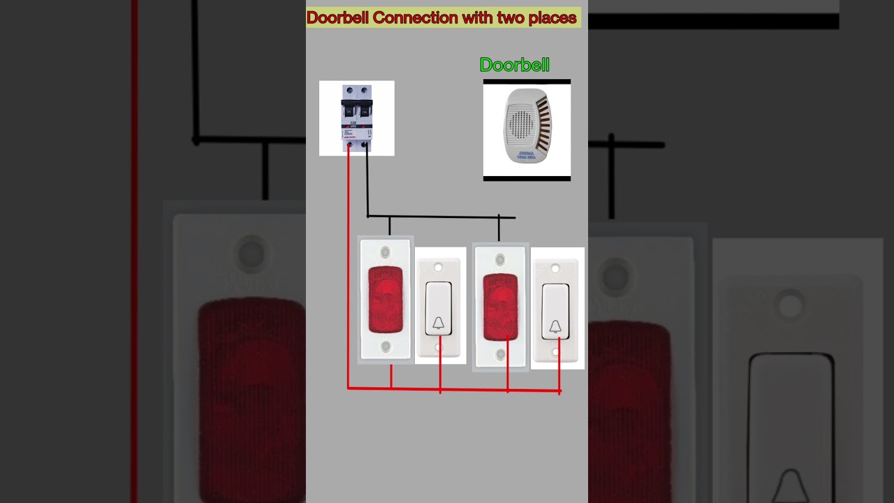 Doorbell Connection with indicator lamp from two places