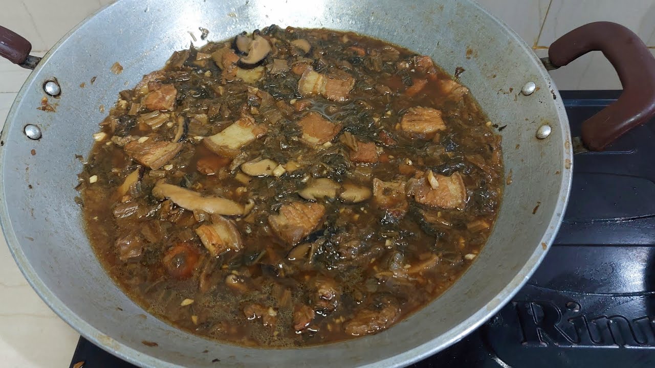 Ham Choi Kon | Samcan Sawi Asin Kering | Braised Pork Belly With Preserved Vegetables ~ Nael Onion