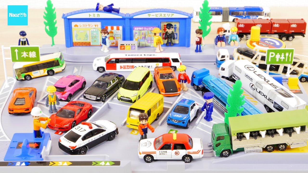 ロングトミカ対応！ トミカ バックで駐車! たのしいサービスエリア ／ Tomica World Highway truck stop