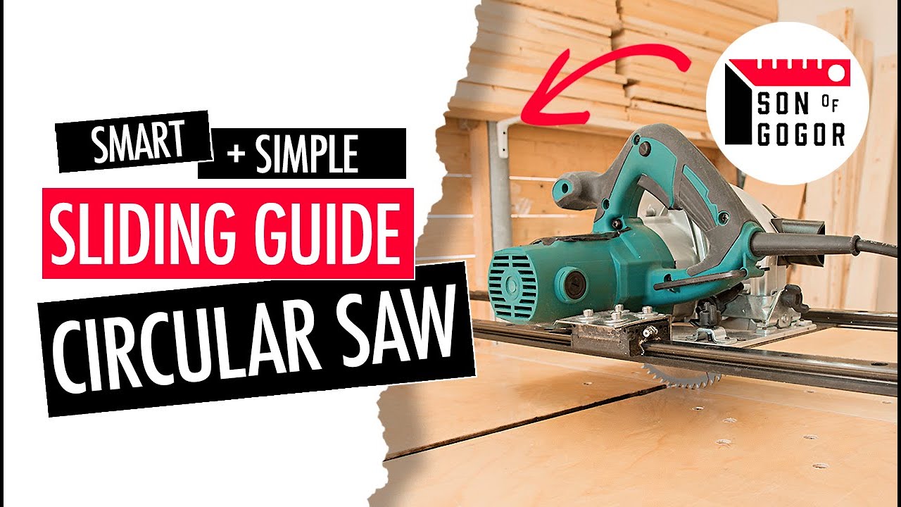 Circular Saw Slide Guide with Automated fence and Line Laser Attachment // Homemade Cross Cut Jig