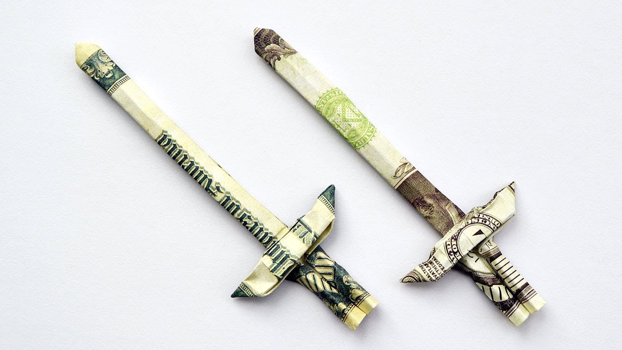 Money SWORD Origami Dollar Tutorial DIY Craft