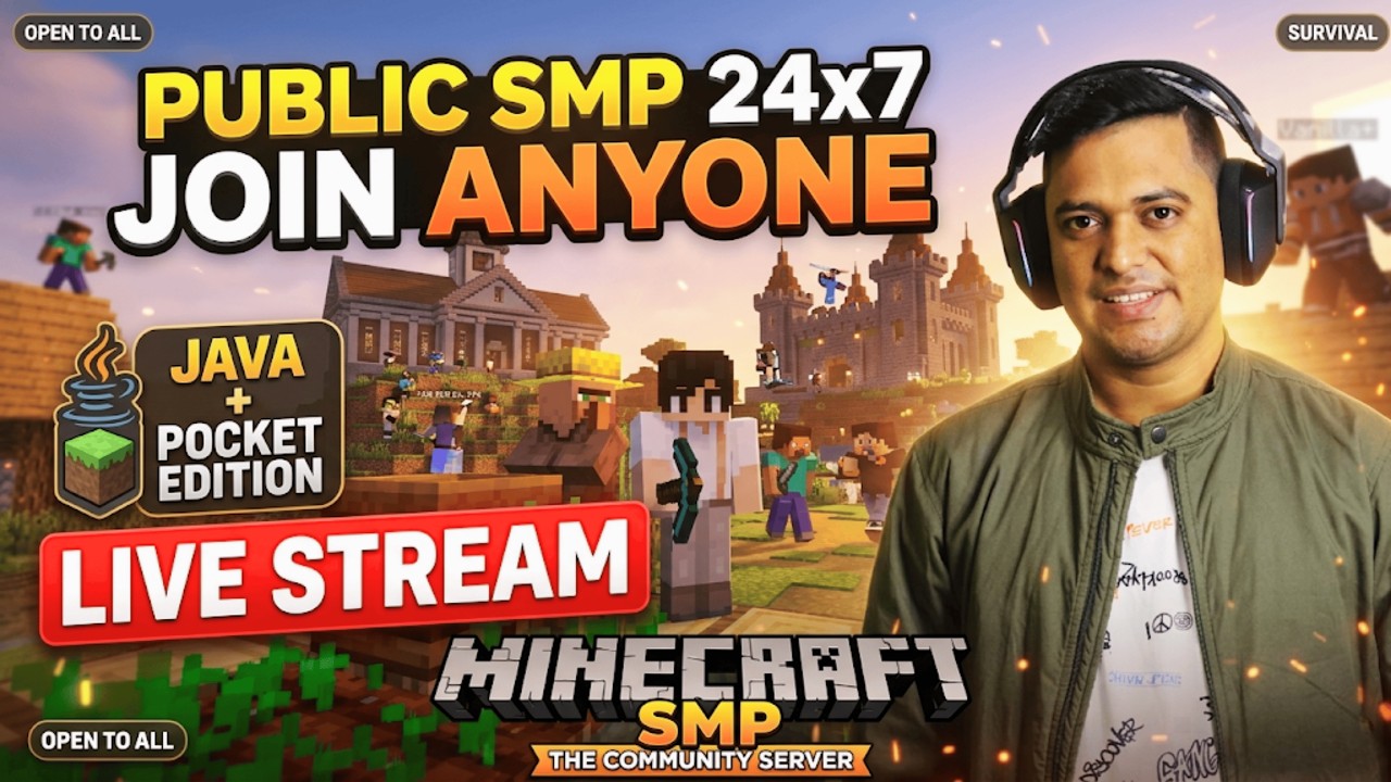 🔴 LIVE : Anyone Can Join! Our Minecraft Public SMP 🏰 | 24/7 Server (Java & Bedrock) #minecraft