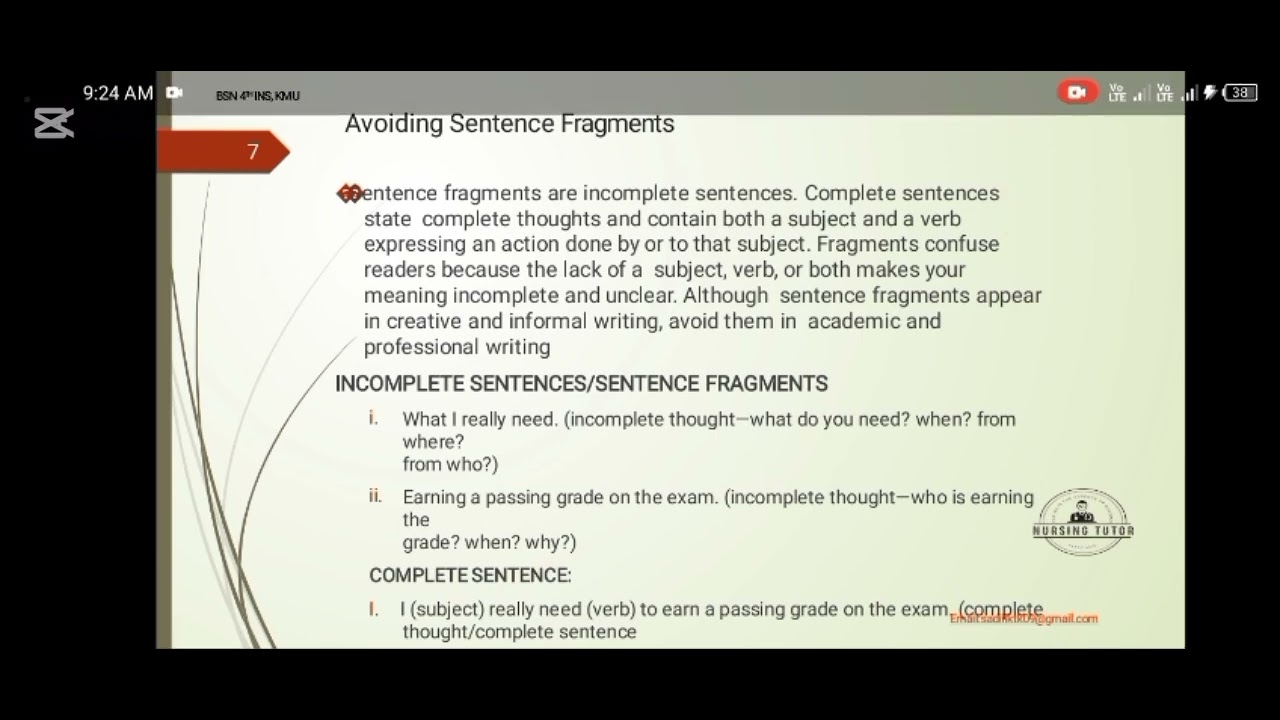 BsN 4th semester English 4th unit 03    sentence structure
