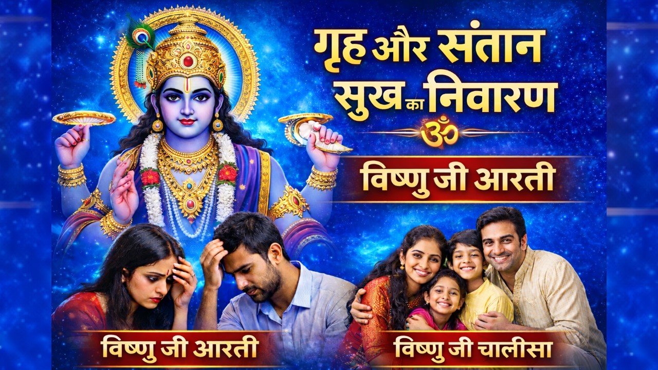 विष्णु जी की आरती और विष्णु जी चालीसा | गृह और संतान सुख का निवारण | Vishnu Ji Aarti Chalisa