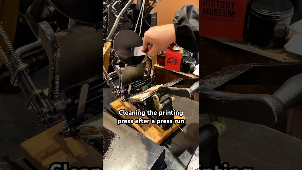 Cleaning black rubber base ink off of a tabletop printing press using 1K kerosene after a press run