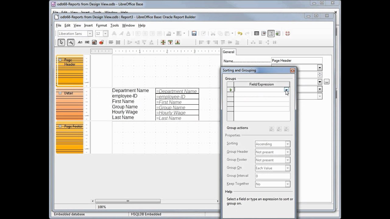 LibreOffice Base (68) Reports from Design View