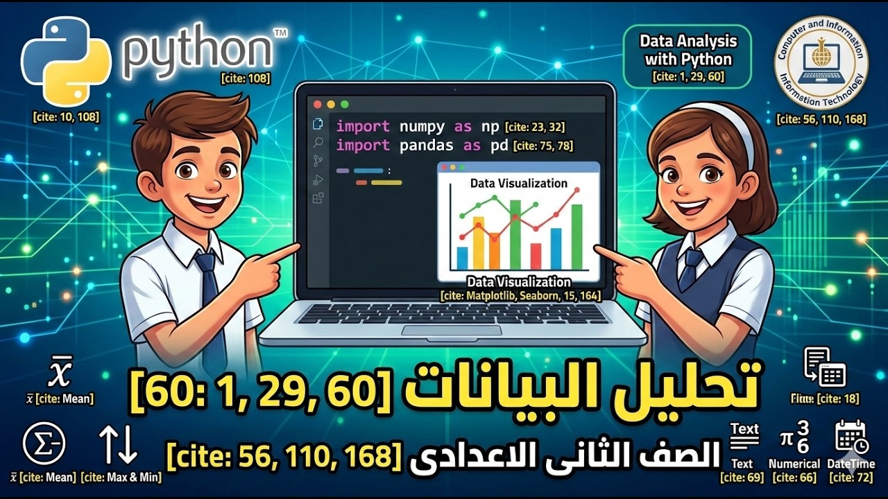 تحليل البيانات بلغة بايثون | الدرس السادس تكنولوجيا المعلومات الصف الثاني الإعدادي ترم ثاني