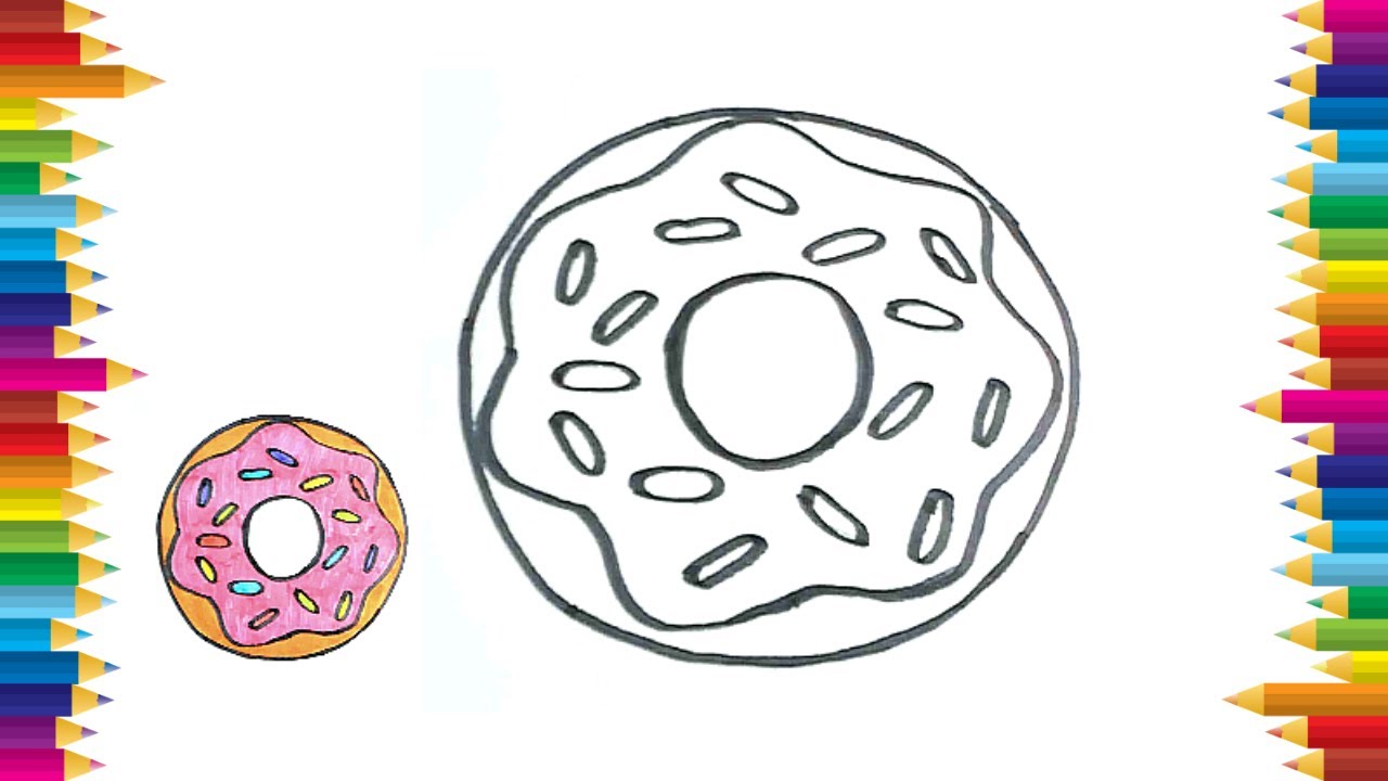 How To Draw And Color A Sprinkled Donut | Cute Easy Drawing For Kids #donut #drawingtutorial