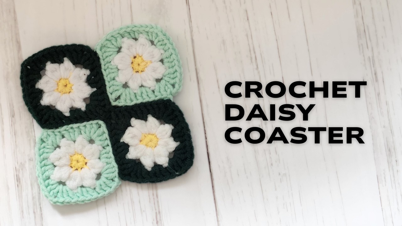 How to Crochet Daisy Granny Square Coaster 🧶 Crochet Tutorial