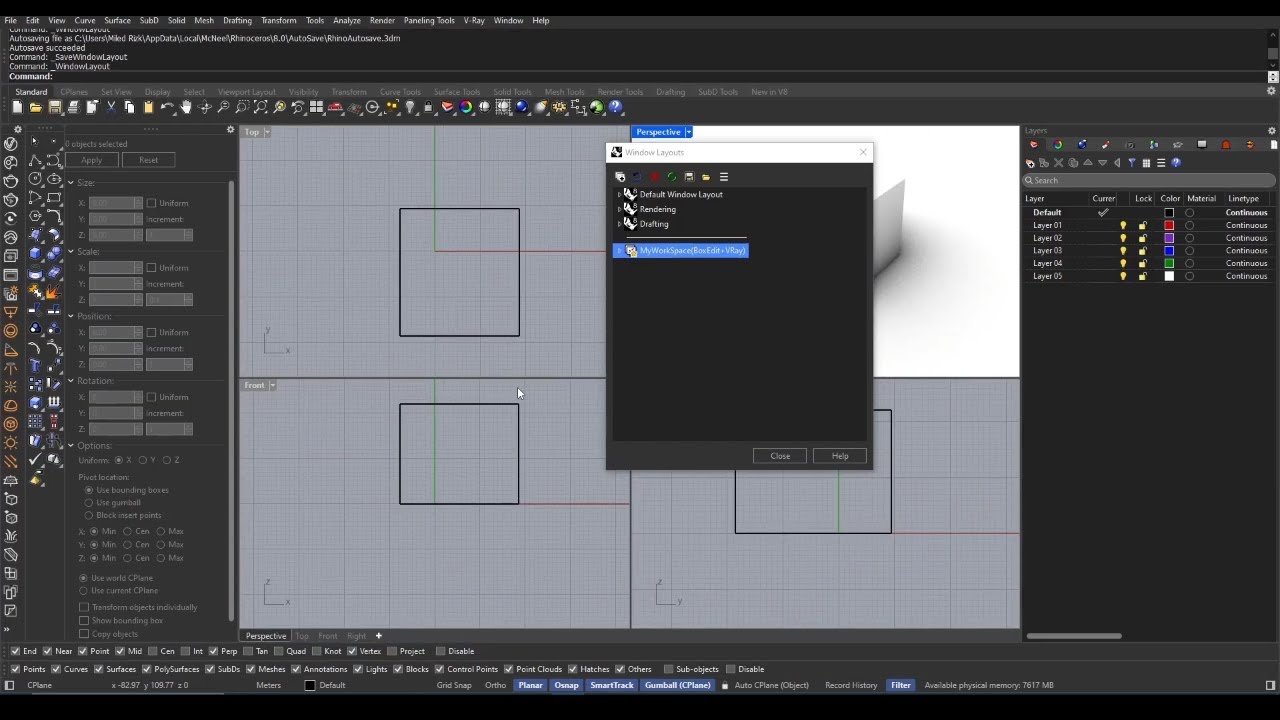 Rhino 8 - Save Multiple Window Layouts